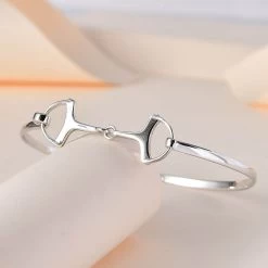 Platinum Over Sterling Silver Bangle Bracelet (7.50 In) (7 G) -Jewelry store 7643545 1