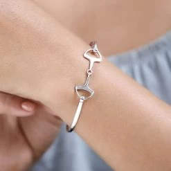 Platinum Over Sterling Silver Bangle Bracelet (7.50 In) (7 G) -Jewelry store 7643545 2