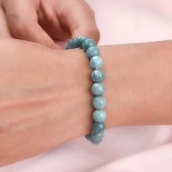 Milky Aquamarine Beaded Stretch Bracelet (7.25 In) 100.00 Ctw -Jewelry store 7644060 2