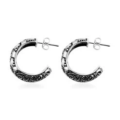 Bali Legacy Sterling Silver Floral Half Hoop Earrings 5.50 Grams -Jewelry store 7644358 3