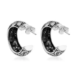 Bali Legacy Sterling Silver Floral Half Hoop Earrings 5.50 Grams -Jewelry store 7644358 4