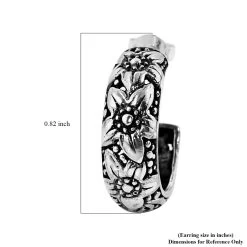 Bali Legacy Sterling Silver Floral Half Hoop Earrings 5.50 Grams -Jewelry store 7644358 5