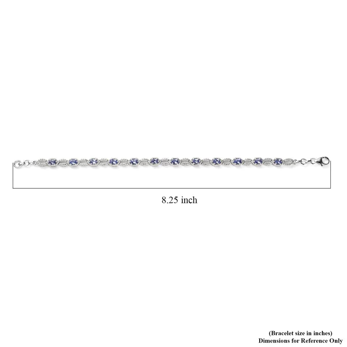 Tanzanite And White Zircon Bracelet In Platinum Over Sterling Silver (8.00 In) 3.90 Ctw 7 Tanzanite And White Zircon Bracelet In Platinum Over Sterling Silver (8.00 In) 3.90 Ctw - Image 5