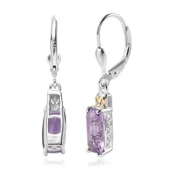 Rose De France Amethyst Lever Back Earrings In Vermeil YG And Platinum Over Sterling Silver 2.75 Ctw -Jewelry store 7645836 3