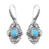 Bali Legacy Sleeping Beauty Turquoise Dangle Earrings In Sterling Silver 2.10 Ctw -Jewelry store 7646367