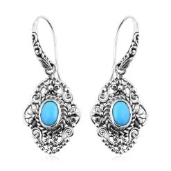 Bali Legacy Sleeping Beauty Turquoise Dangle Earrings In Sterling Silver 2.10 Ctw