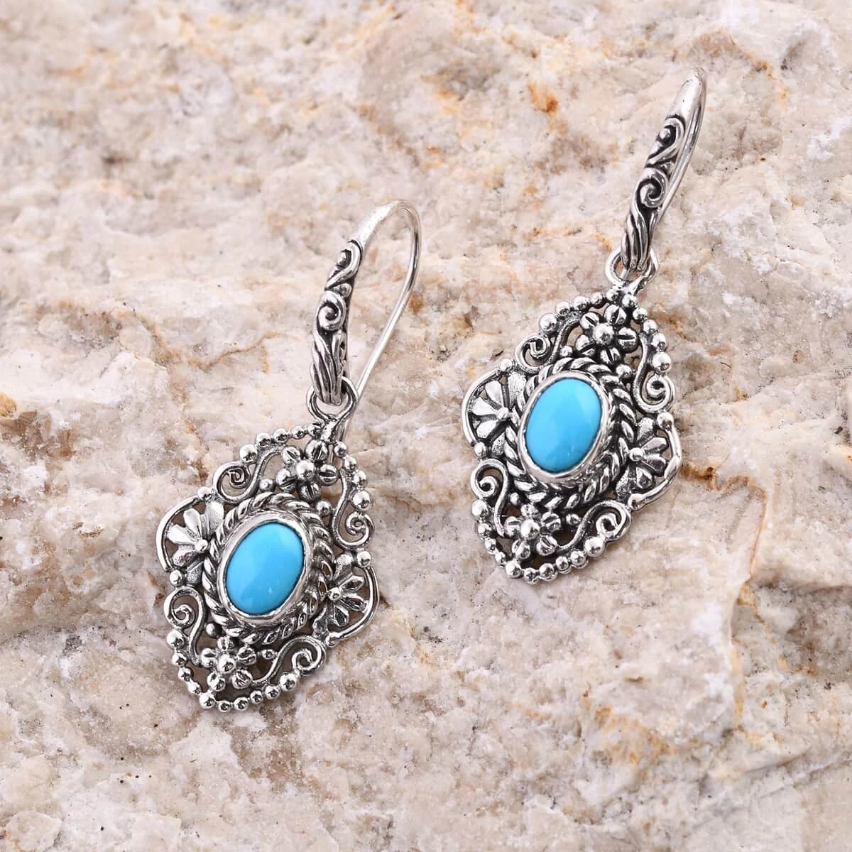 Bali Legacy Sleeping Beauty Turquoise Dangle Earrings In Sterling Silver 2.10 Ctw 4 Bali Legacy Sleeping Beauty Turquoise Dangle Earrings In Sterling Silver 2.10 Ctw - Image 2