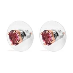 Premium Natural Calabar Pink Tourmaline Solitaire Stud Earrings In Vermeil Rose Gold Over Sterling Silver 0.90 Ctw -Jewelry store 7647915 3