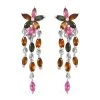 Multi-Tourmaline Floral Dangle Earrings In Platinum Over Sterling Silver 2.35 Ctw