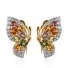 Multi-Tourmaline And White Zircon Butterfly Earrings In Vermeil Yellow Gold Over Sterling Silver 4.10 Ctw 1 Multi-Tourmaline And White Zircon Butterfly Earrings In Vermeil Yellow Gold Over Sterling Silver 4.10 Ctw -Jewelry store 7648600