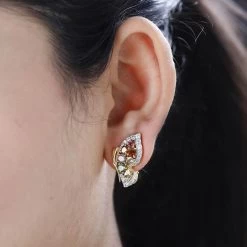 Multi-Tourmaline And White Zircon Butterfly Earrings In Vermeil Yellow Gold Over Sterling Silver 4.10 Ctw -Jewelry store 7648600 2