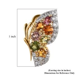 Multi-Tourmaline And White Zircon Butterfly Earrings In Vermeil Yellow Gold Over Sterling Silver 4.10 Ctw -Jewelry store 7648600 5