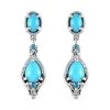 Sleeping Beauty Turquoise And Multi Gemstone Dangle Earrings In Platinum Over Sterling Silver 2.50 Ctw -Jewelry store 7648648