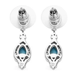 Sleeping Beauty Turquoise And Multi Gemstone Dangle Earrings In Platinum Over Sterling Silver 2.50 Ctw -Jewelry store 7648648 4
