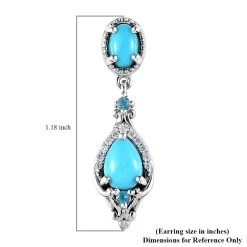 Sleeping Beauty Turquoise And Multi Gemstone Dangle Earrings In Platinum Over Sterling Silver 2.50 Ctw -Jewelry store 7648648 5