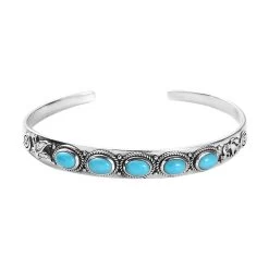 Artisan Crafted Sleeping Beauty Turquoise Cuff Bracelet In Sterling Silver (7.25 In) 3.50 Ctw