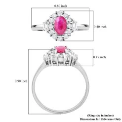 Premium Montepuez Ruby, White Zircon Halo Ring In Platinum Over Sterling Silver 1.20 Ctw -Jewelry store 7650560 5