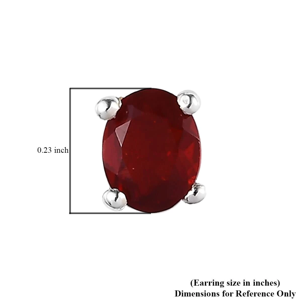 Mexican Cherry Fire Opal Solitaire Stud Earrings In Platinum Over Sterling Silver 0.90 Ctw 7 Mexican Cherry Fire Opal Solitaire Stud Earrings In Platinum Over Sterling Silver 0.90 Ctw - Image 5