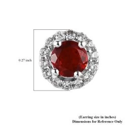 Mexican Cherry Fire Opal And White Zircon Halo Stud Earrings In Platinum Over Sterling Silver 0.70 Ctw -Jewelry store 7650725 4