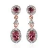 Premium Natural Calabar Pink Tourmaline And White Zircon Dangle Earrings In Vermeil Rose Gold Over Sterling Silver 1.10 Ctw 1 Premium Natural Calabar Pink Tourmaline And White Zircon Dangle Earrings In Vermeil Rose Gold Over Sterling Silver 1.10 Ctw -Jewelry store 7650734