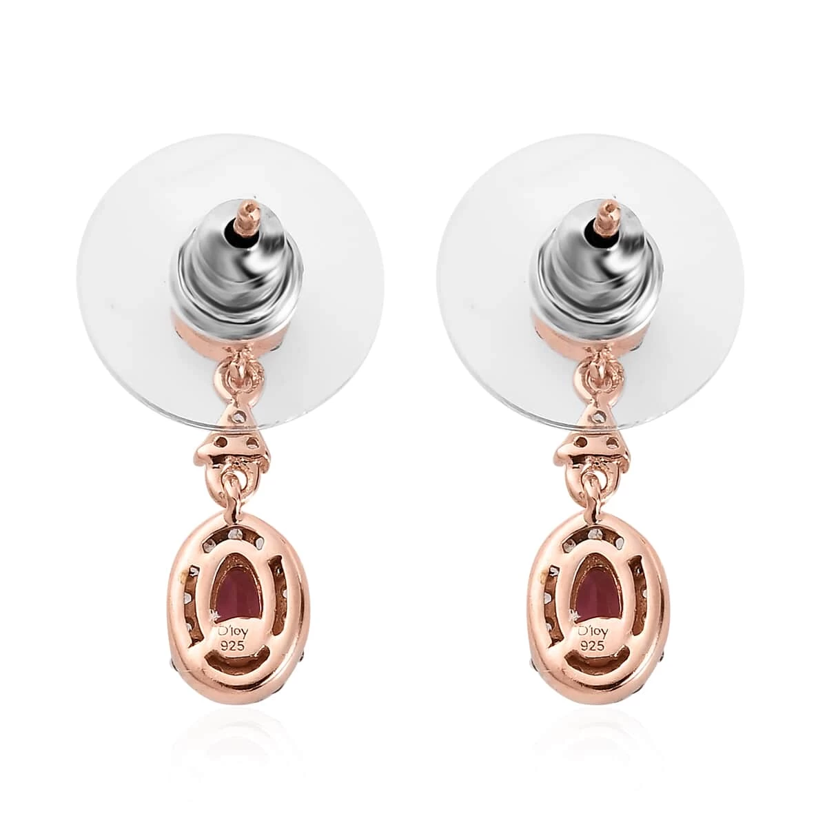 Premium Natural Calabar Pink Tourmaline And White Zircon Dangle Earrings In Vermeil Rose Gold Over Sterling Silver 1.10 Ctw 7 Premium Natural Calabar Pink Tourmaline And White Zircon Dangle Earrings In Vermeil Rose Gold Over Sterling Silver 1.10 Ctw - Image 5