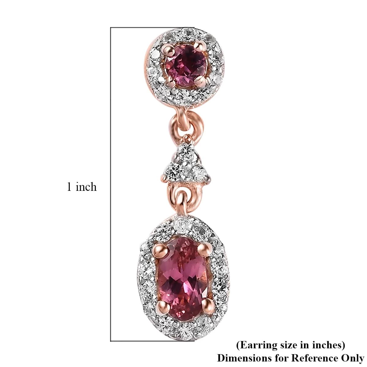 Premium Natural Calabar Pink Tourmaline And White Zircon Dangle Earrings In Vermeil Rose Gold Over Sterling Silver 1.10 Ctw 8 Premium Natural Calabar Pink Tourmaline And White Zircon Dangle Earrings In Vermeil Rose Gold Over Sterling Silver 1.10 Ctw - Image 6