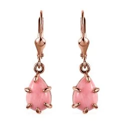 Oregon Sunrise Peach Opal Lever Back Earrings In Vermeil Rose Gold Over Sterling Silver 3.35 Ctw