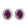 Premium Montepuez Ruby And White Zircon Halo Stud Earrings In Sterling Silver 1.15 Ctw -Jewelry store 7652522