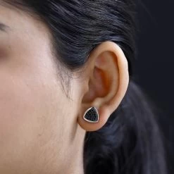 Doorbuster Thai Black Spinel Stud Earrings In Platinum Over Sterling Silver 0.75 Ctw -Jewelry store 7652980 2