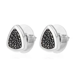 Doorbuster Thai Black Spinel Stud Earrings In Platinum Over Sterling Silver 0.75 Ctw -Jewelry store 7652980 3
