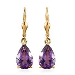 Premium Mashamba Amethyst Lever Back Earrings In Vermeil Yellow Gold Over Sterling Silver 5.35 Ctw