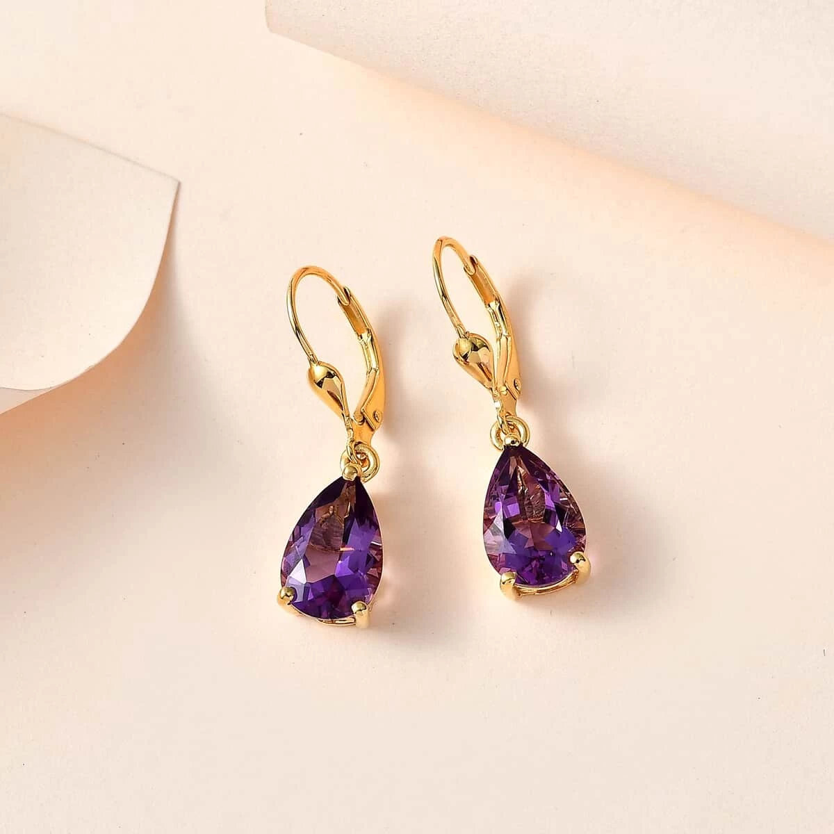 Premium Mashamba Amethyst Lever Back Earrings In Vermeil Yellow Gold Over Sterling Silver 5.35 Ctw 4 Premium Mashamba Amethyst Lever Back Earrings In Vermeil Yellow Gold Over Sterling Silver 5.35 Ctw - Image 2