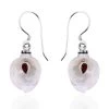 Sajen Silver Mother Of Pearl Carved Flower And Mozambique Garnet Earrings In Sterling Silver 0.50 Ctw