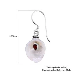Sajen Silver Mother Of Pearl Carved Flower And Mozambique Garnet Earrings In Sterling Silver 0.50 Ctw -Jewelry store 7657376 4