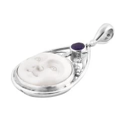 Sajen Silver Carved Bone And Abalone Shell And Multi Gemstone Reversible Pendant In Sterling Silver 0.85 Ctw -Jewelry store 7657383 3