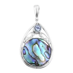 Sajen Silver Carved Bone And Abalone Shell And Multi Gemstone Reversible Pendant In Sterling Silver 0.85 Ctw -Jewelry store 7657383 4
