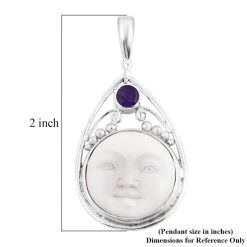 Sajen Silver Carved Bone And Abalone Shell And Multi Gemstone Reversible Pendant In Sterling Silver 0.85 Ctw -Jewelry store 7657383 5