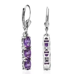 Premium Mashamba Amethyst Lever Back Earrings In Platinum Over Sterling Silver 2.50 Ctw -Jewelry store 7658266 3