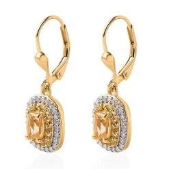 Premium Brazilian Heliodor And Multi Gemstone Lever Back Earrings In Vermeil Yellow Gold Over Sterling Silver 2.00 Ctw -Jewelry store 7659938 3