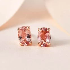Blush Apatite Solitaire Stud Earrings In Vermeil Rose Gold Over Sterling Silver 1.00 Ctw -Jewelry store 7664394 1