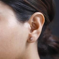 Blush Apatite Solitaire Stud Earrings In Vermeil Rose Gold Over Sterling Silver 1.00 Ctw -Jewelry store 7664394 2