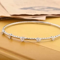 Modani 18K White Gold E-F VS Diamond Bangle Bracelet (7.00 In) Total Metal Weight (8.20 G) Including Titanium Spring Weight 0.60 G (Del. In 10-12 Days) 1.00 Ctw -Jewelry store 7671751 1