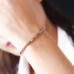 Natural Champagne Diamond Tennis Bracelet In Vermeil Rose Gold Over Sterling Silver (8.00 In) 5.00 Ctw -Jewelry store 7785898 2