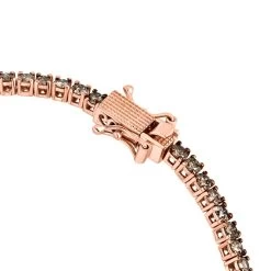 Natural Champagne Diamond Tennis Bracelet In Vermeil Rose Gold Over Sterling Silver (8.00 In) 5.00 Ctw -Jewelry store 7785898 5