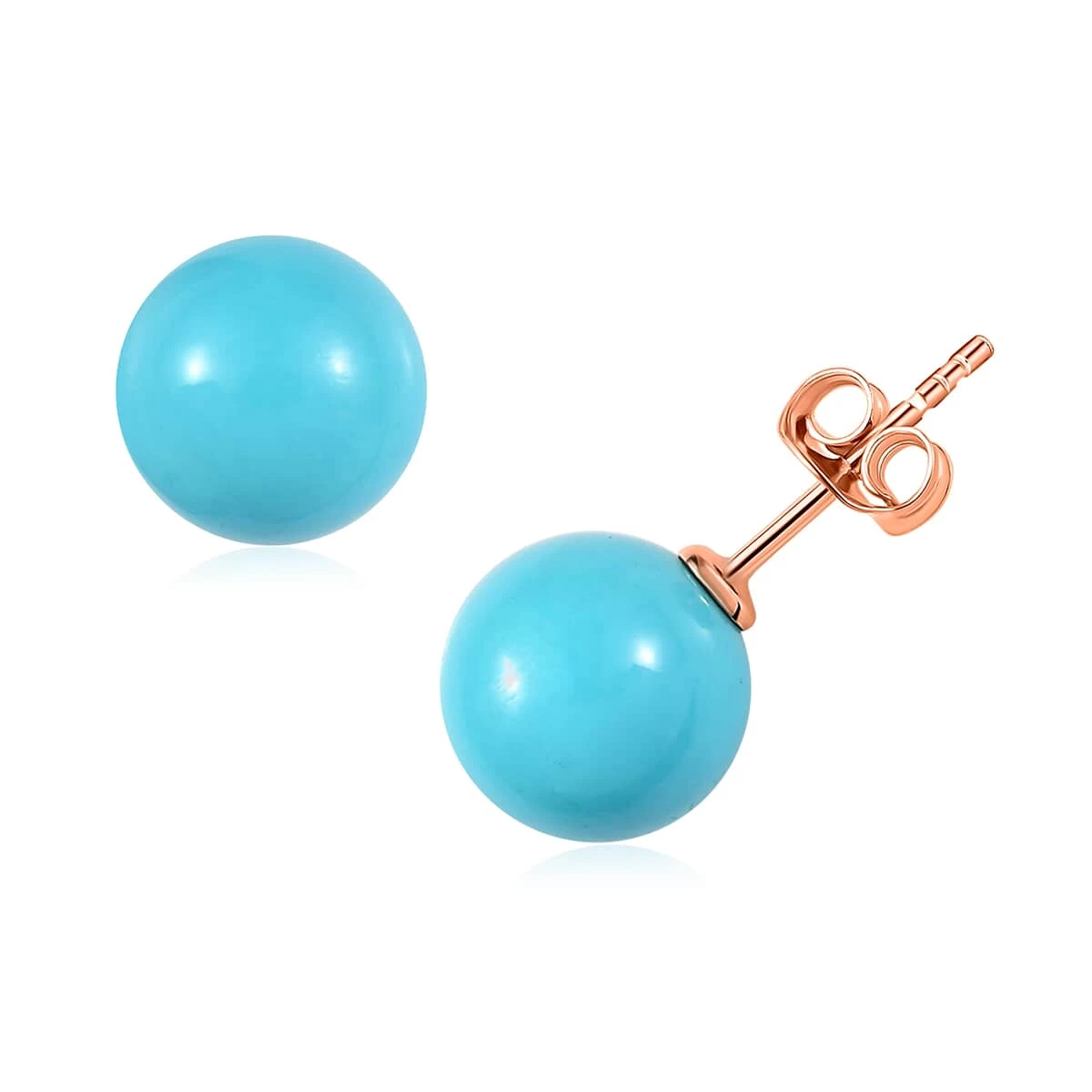 LUXORO 10K Rose Gold American Natural Sleeping Beauty Turquoise Solitaire Stud Earrings 7.10 Ctw 3 LUXORO 10K Rose Gold American Natural Sleeping Beauty Turquoise Solitaire Stud Earrings 7.10 Ctw