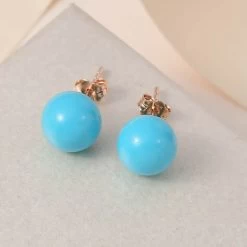 LUXORO 10K Rose Gold American Natural Sleeping Beauty Turquoise Solitaire Stud Earrings 7.10 Ctw 8 LUXORO 10K Rose Gold American Natural Sleeping Beauty Turquoise Solitaire Stud Earrings 7.10 Ctw -Jewelry store 7887347 1 1