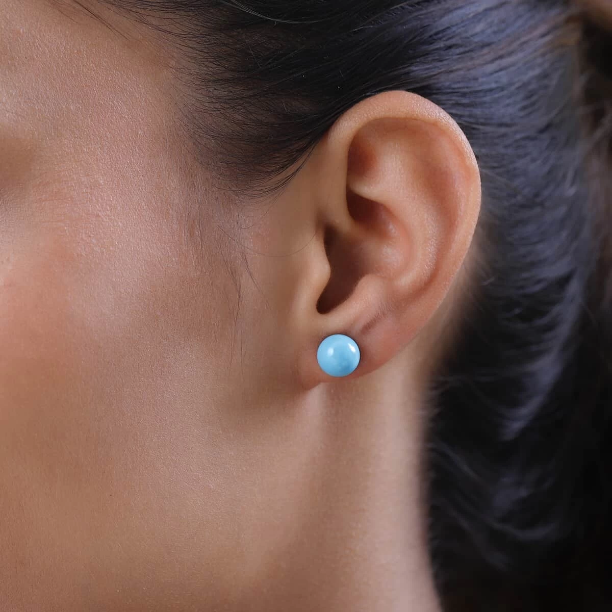 Luxoro 10K Rose Gold Sleeping Beauty Turquoise Solitaire Stud Earrings 7.10 Ctw 5 Luxoro 10K Rose Gold Sleeping Beauty Turquoise Solitaire Stud Earrings 7.10 Ctw - Image 3