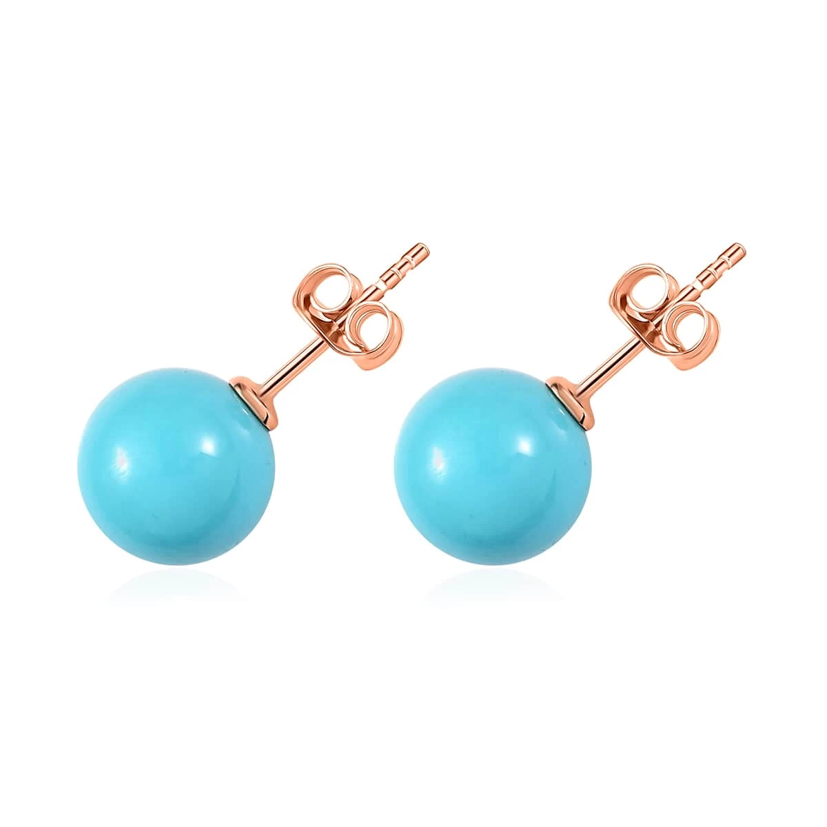 LUXORO 10K Rose Gold American Natural Sleeping Beauty Turquoise Solitaire Stud Earrings 7.10 Ctw 6 LUXORO 10K Rose Gold American Natural Sleeping Beauty Turquoise Solitaire Stud Earrings 7.10 Ctw - Image 4