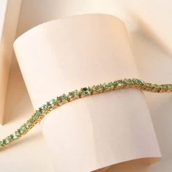 Tsavorite Garnet Tennis Bracelet In Vermeil Yellow Gold Over Sterling Silver (7.25 In) 9.30 Ctw -Jewelry store 8716445 1