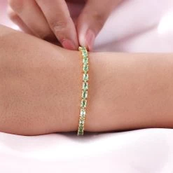 Tsavorite Garnet Tennis Bracelet In Vermeil Yellow Gold Over Sterling Silver (7.25 In) 9.30 Ctw -Jewelry store 8716445 2